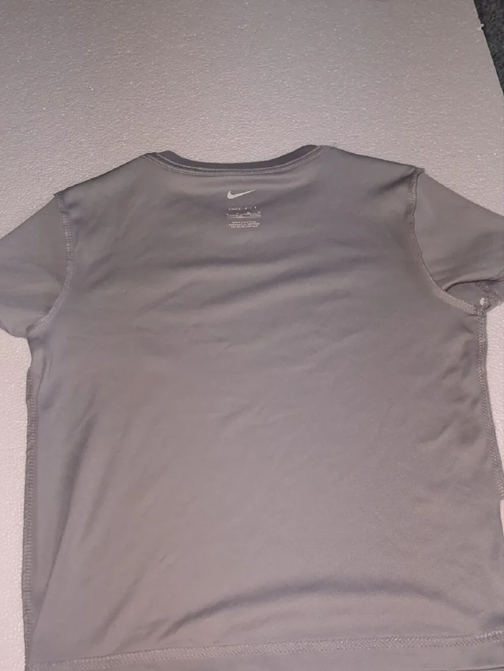 Nike Kids Light Gray Short Sleeve Dri-FIT Tee with Neon Swoosh 6T